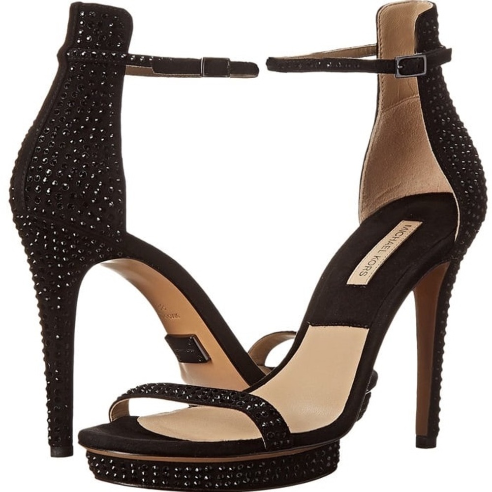 Michael Kors Collection crystal black ankle strap Doris Sandals